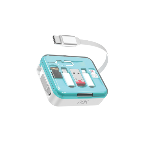 NIX Multi Device Travel Adapter Kit 7in1 - Retractable Cable Compact Design