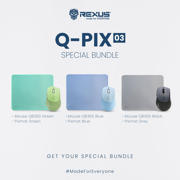 Rexus Q-Pix Bundle 03 - Mouse Office Wireless Silent Click + Mousepad Anti Slip