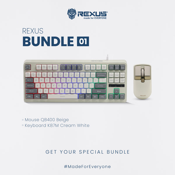 Rexus Bundle 01 - Mouse Wireless + Keyboard Retro Style