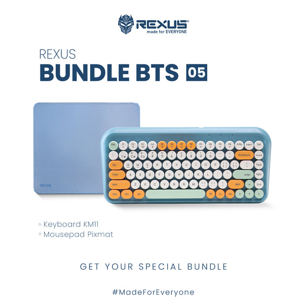 REXUS BUNDLE BTS 05 - KEYBOARD OFFICE WIRELESS KM11 + MOUSEPAD PIXMAT