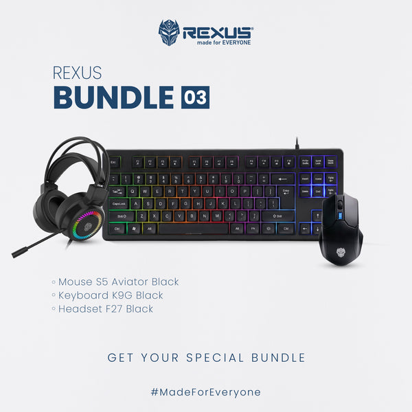Rexus Bundle 03 - Keyboard Gaming + Mouse Gaming + Headset Gaming