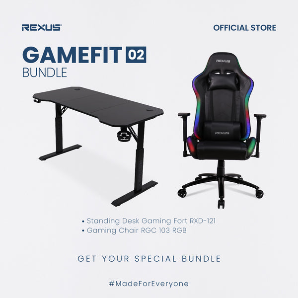 REXUS GAMEFIT BUNDLE 02 - Kursi Gaming RGB + Meja Gaming