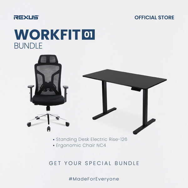REXUS WORKFIT BUNDLE 01 - Kursi Kerja Kantor Ergonomic + Meja Electric