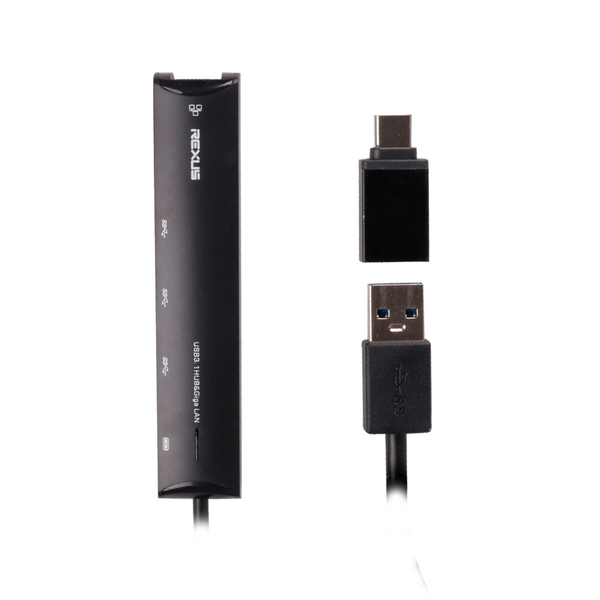 Rexus USB Hub 3.1 RXH-345 4 Port + LAN RJ45 GigaBit + Converter Type C