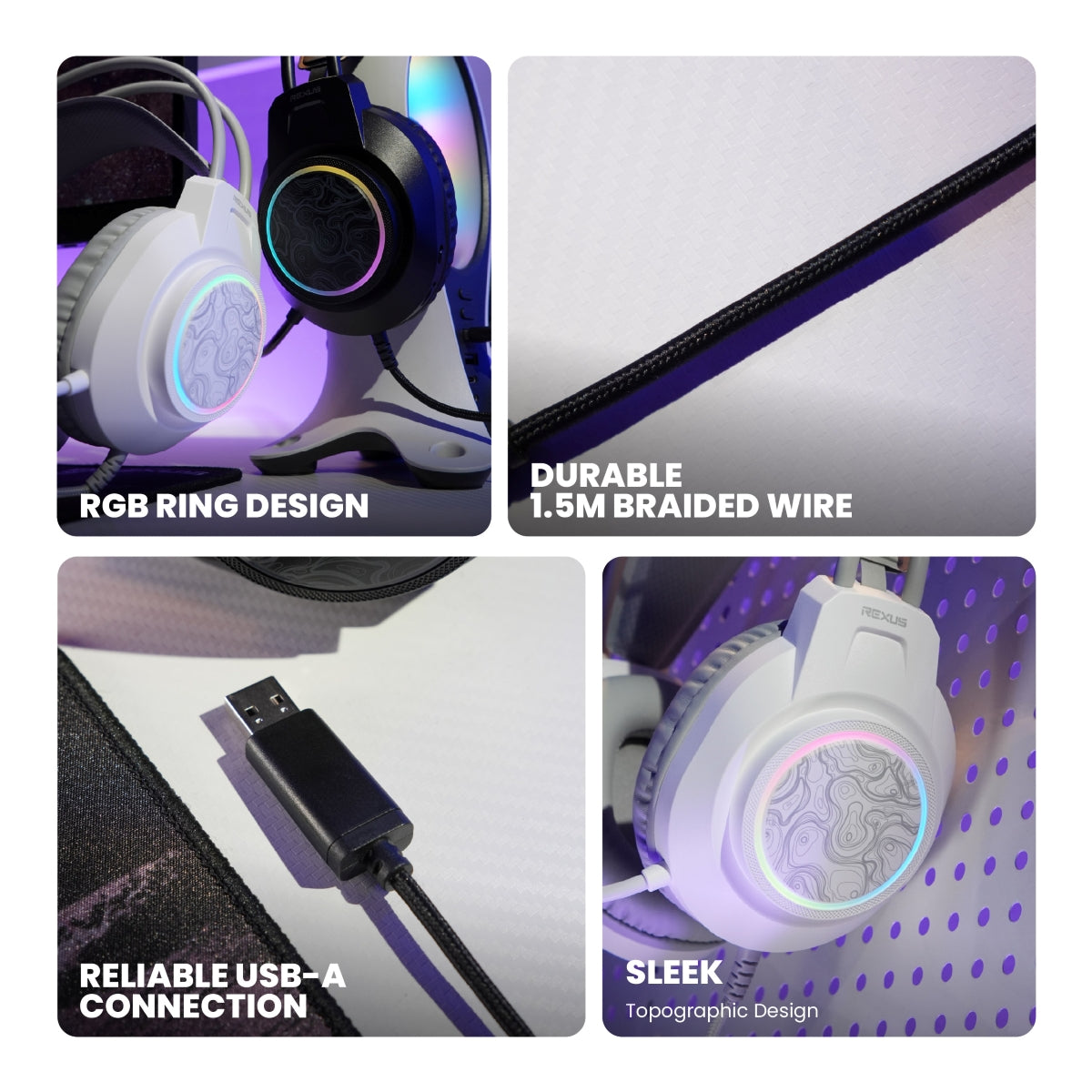 Rexus Thundervox HX14 Headset Gaming RGB with 7.1 Surround Sound & USB