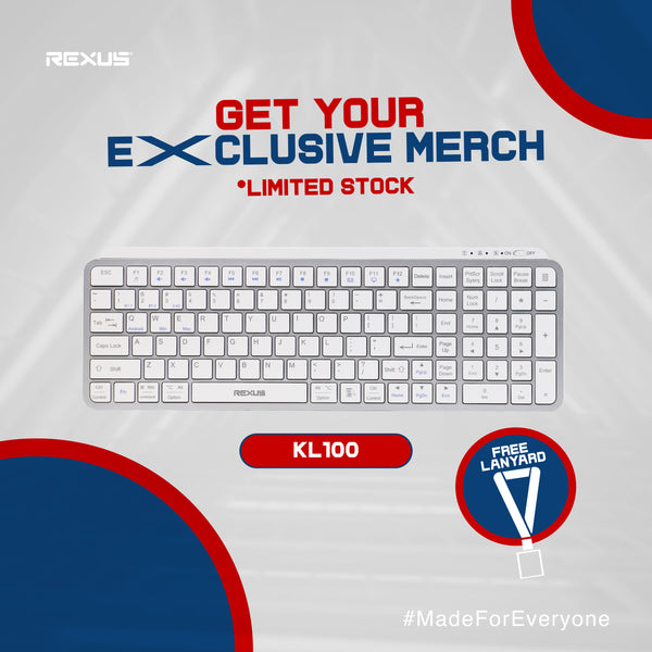 (FREE Lanyard Exclusive Merch) Rexus Keyboard Bluetooth Wireless Office KL100