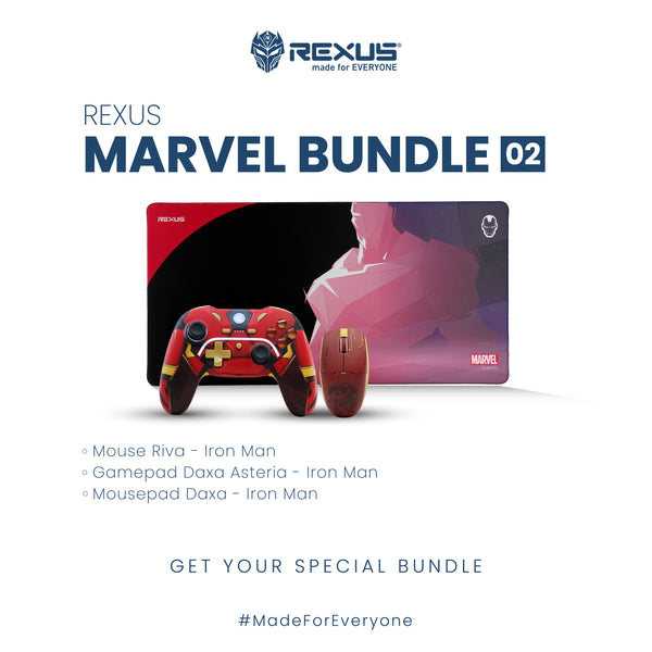 Rexus Marvel Bundle 02 - Gamepad Wireless + Mouse Gaming Wireless + Mousepad XL