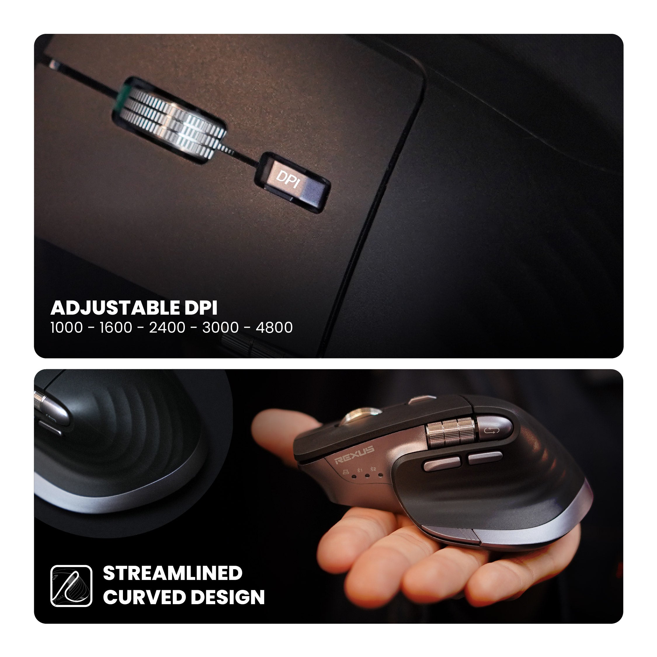 Rexus Flow QZ30 Mouse Office Wireless Ergonomic Silent Click - AeroSpi