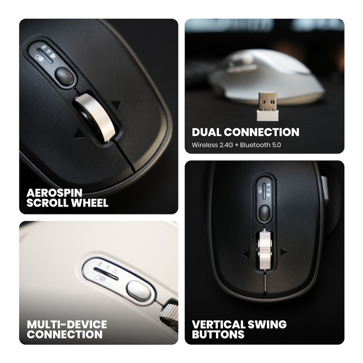 Rexus Flow QZ20 Mouse Office Wireless Ergonomic Silent Click - AeroSpi