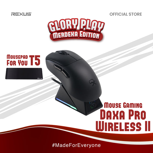 (FREE Mousepad T5) Rexus Mouse Gaming Ergonomic Daxa Pro Wireless II / DX-PW2 - 8K Polling Rate PAW3395