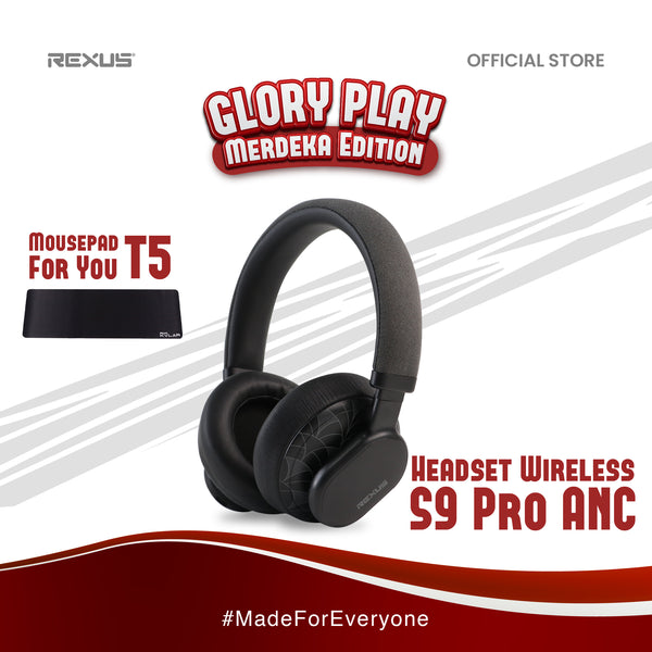 (FREE Mousepad T5) Rexus Headset Wireless S9 Pro With ANC