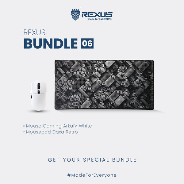 Rexus Bundle 06 - Mouse Gaming Wireless + Daxa Mousepad (Arka IV + Retro)