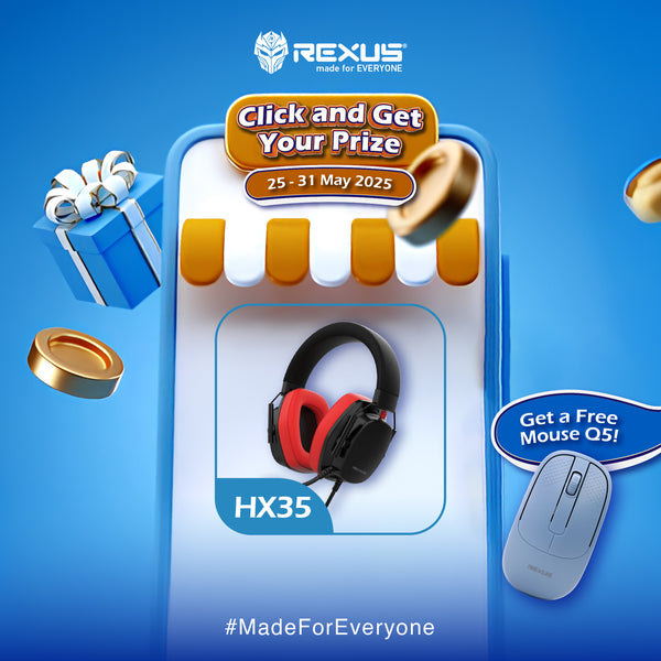 (FREE Mouse Q5 Blue) Rexus Headset Gaming Thundervox HX35