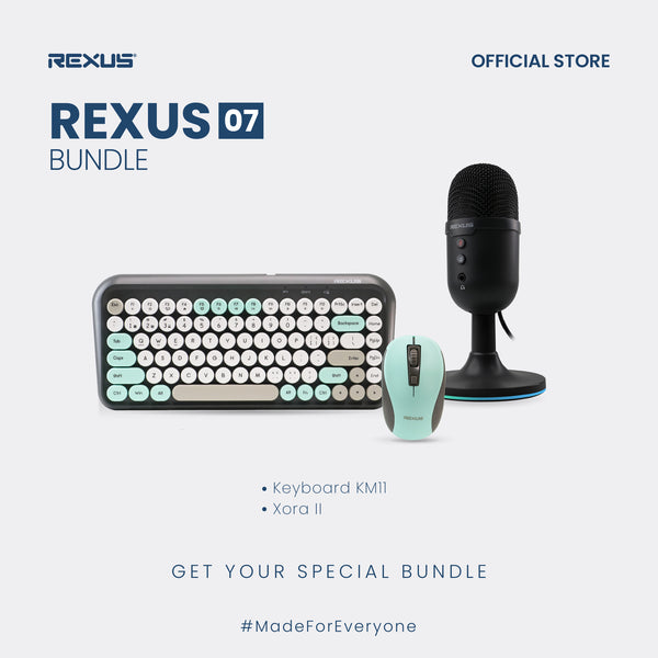 Rexus Bundle 07 - Keyboard Office 2in1 Wireless Combo with Mouse + Microphone Gaming RGB