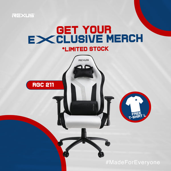 (FREE T-Shirt Exclusive Merch) Rexus Gaming Chair Kursi RGC-211 Stoffa