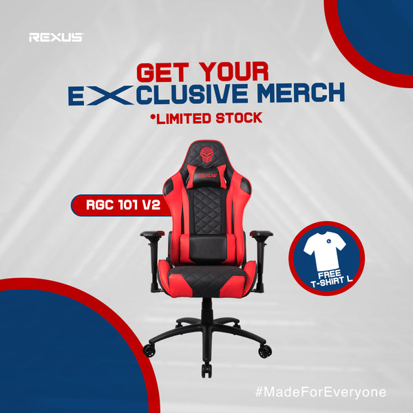 (FREE T-Shirt Exclusive Merch) Rexus Gaming Chair Kursi RGC 101 v.2 4D Arm Rest