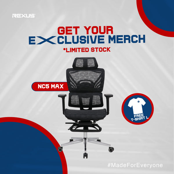 (FREE T-Shirt Exclusive Merch) Rexus Ergonomic Office Chair NC-5 MAX / NC5 MAX - Furniture Kursi Kantor Ergonomis