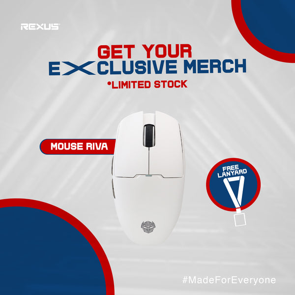 (FREE Lanyard Exclusive Merch) Rexus Mouse Gaming RIVA RX-120 Lightweight Triple Connection PAW3311