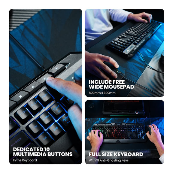 Rexus Warfaction VR4 3in1 Gaming Combo Kit - Keyboard Mouse Mousepad G
