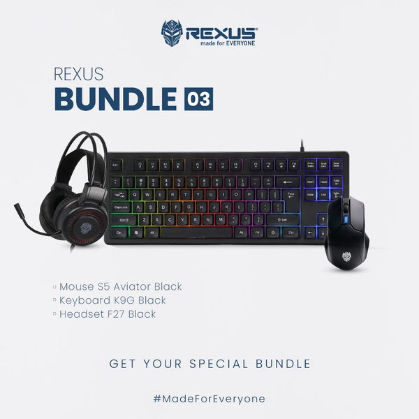 Rexus Bundle 03 - Keyboard Gaming + Mouse Gaming + Headset Gaming